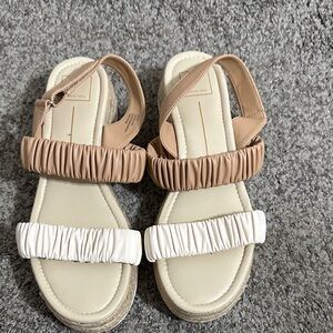 Dolce Vita Nude & Ivory Ruched Strap Sandals
